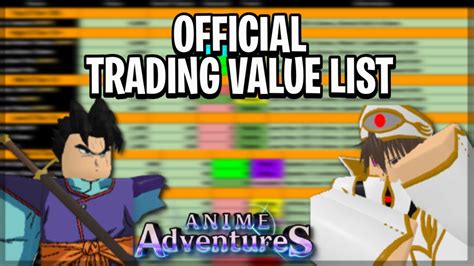 Anime Adventures Trading Value List